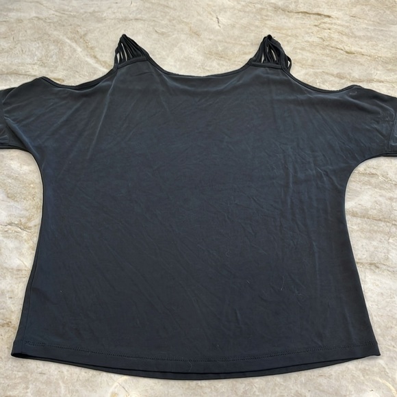 Naked Zebra Boutique Brand | Modal Cold Shoulder Top | Dark Grey | Women’s Small - Picture 4 of 9